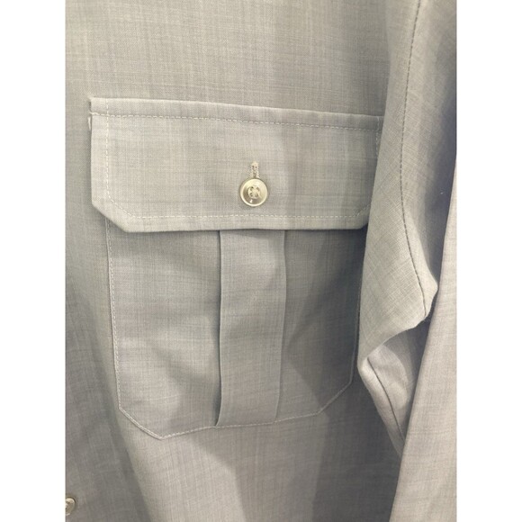 Shirt Man's Long Sleeve Polyester Wool Air Force Blue USAF VTG 16.5 32 Creighton - Picture 3 of 10